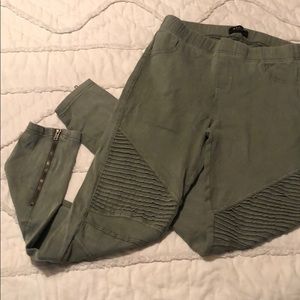 Olive green moto leggings